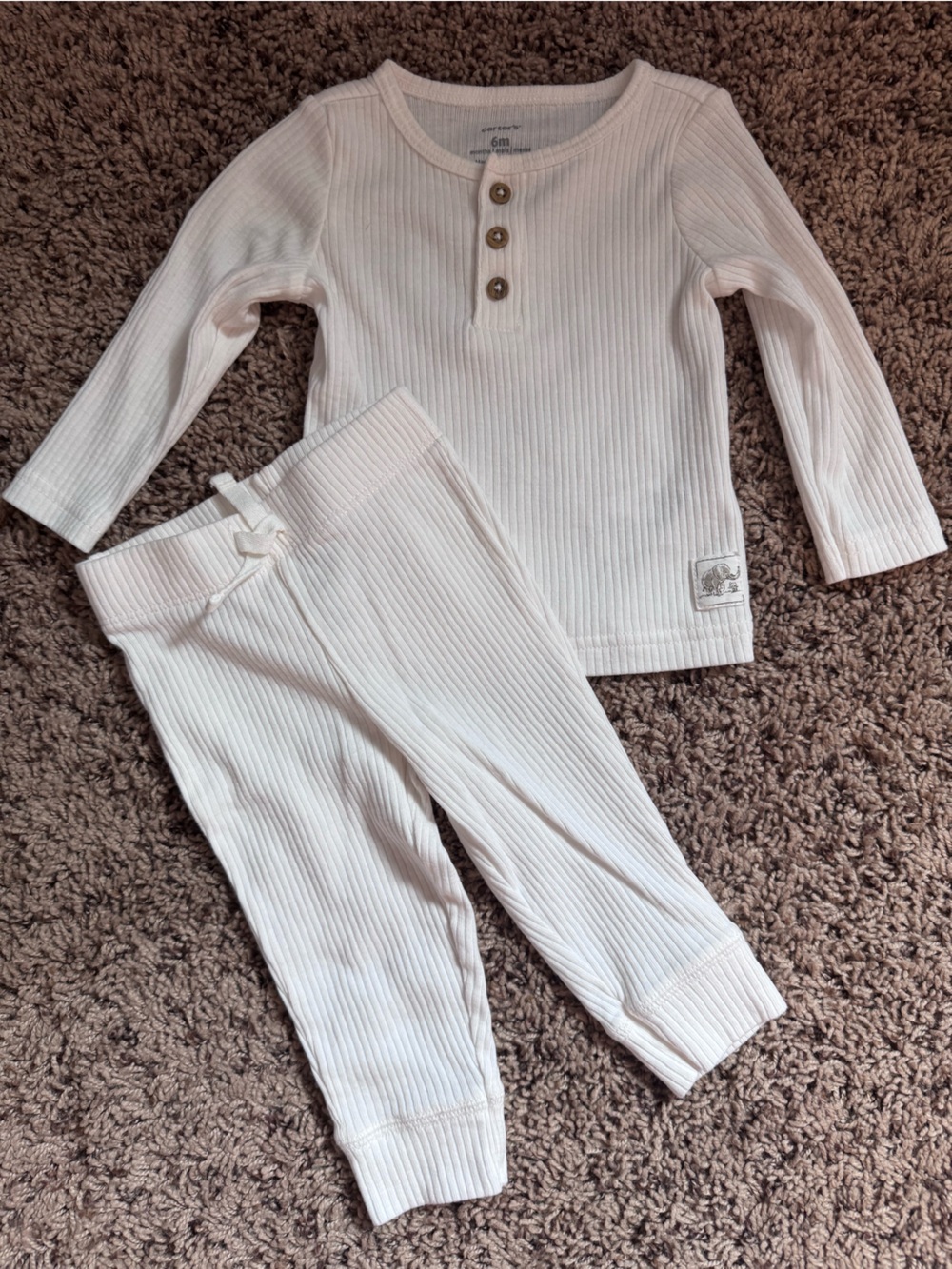Carter's White Ribbed Two-Piece Set